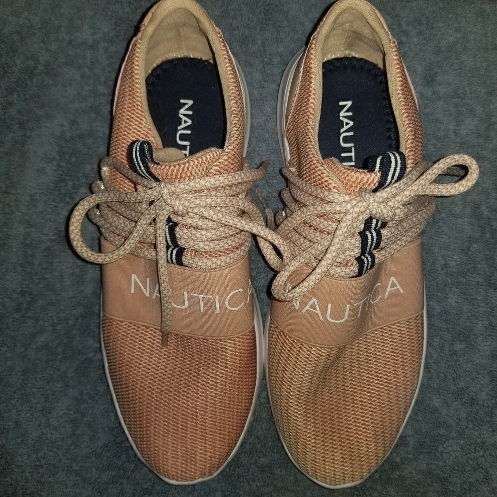 Nautica sneakers size 8 pink and white.